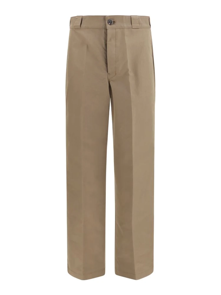 Brown Cotton Casual Pants
