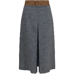 Gray Wool Oves Aries Midi Skirt