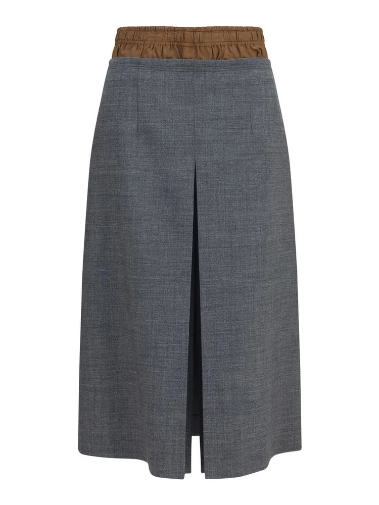 Gray Wool Oves Aries Midi Skirt