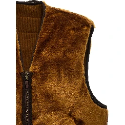 Brown Polyester Sleeveless Jacket