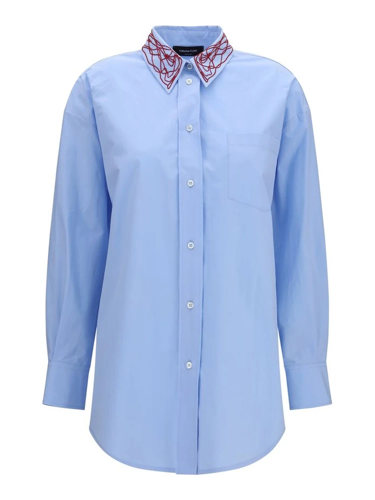 Blue Cotton Dress Shirt