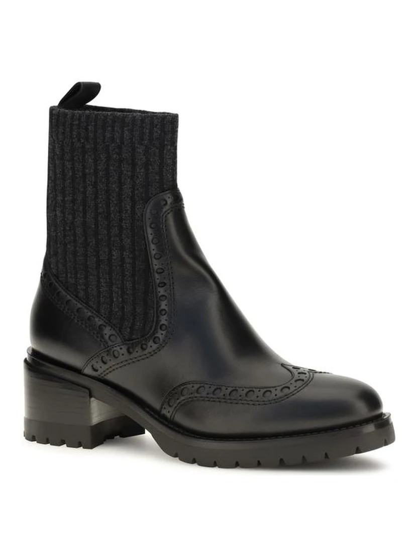 Black Calf Leather Bos Taurus Ankle Boots