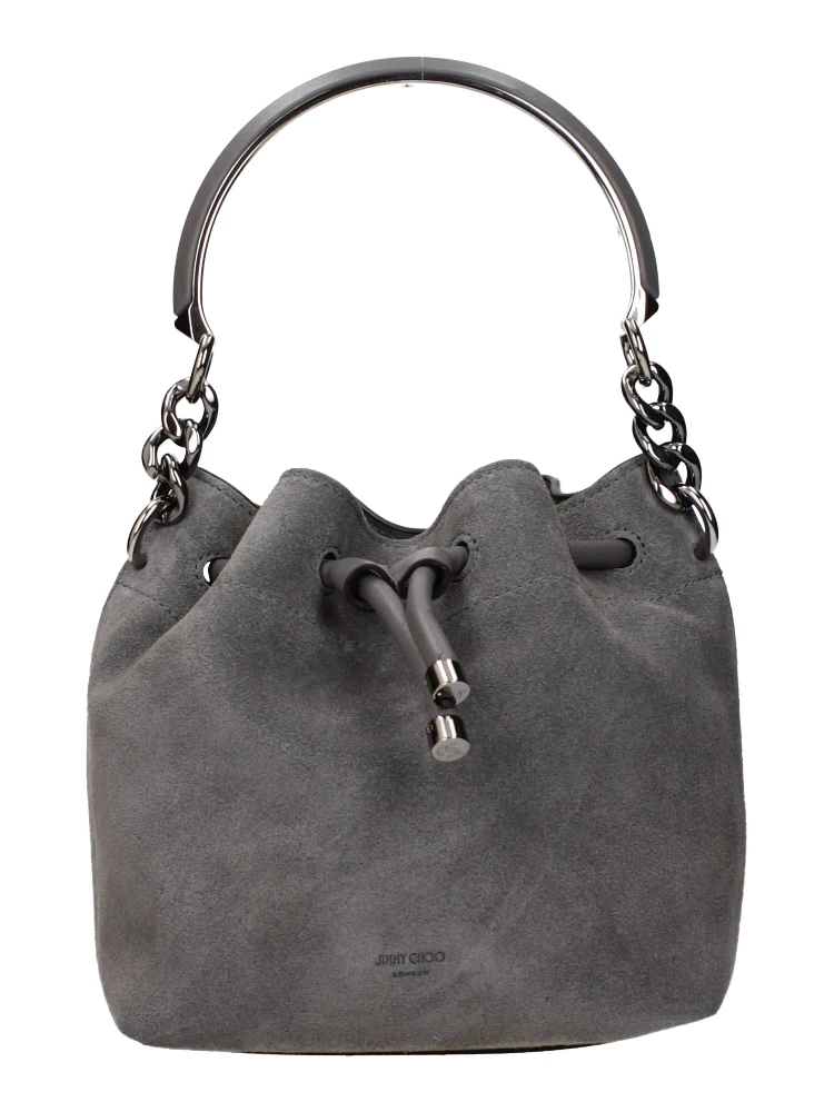 Gray Leather Handbag