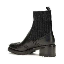Black Calf Leather Bos Taurus Ankle Boots