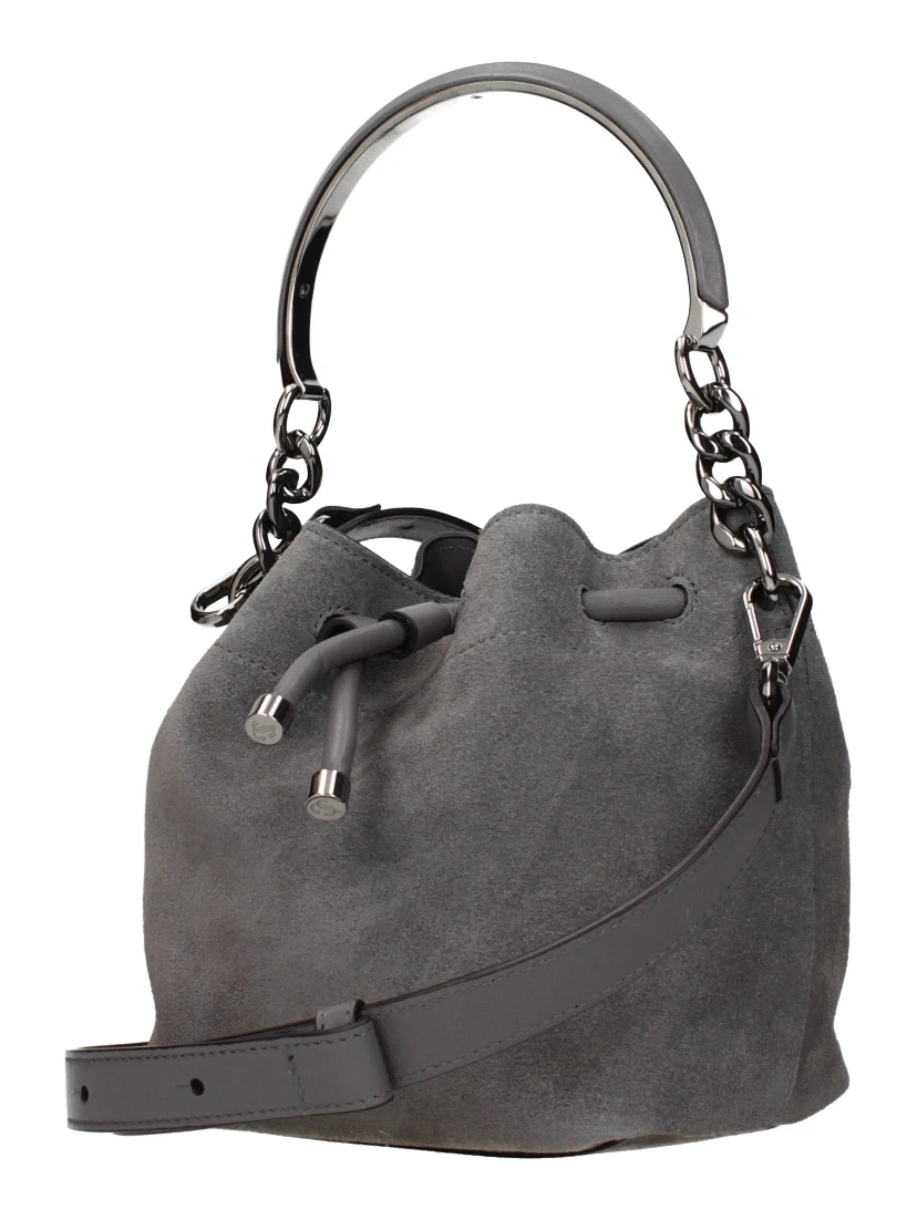 Gray Leather Handbag