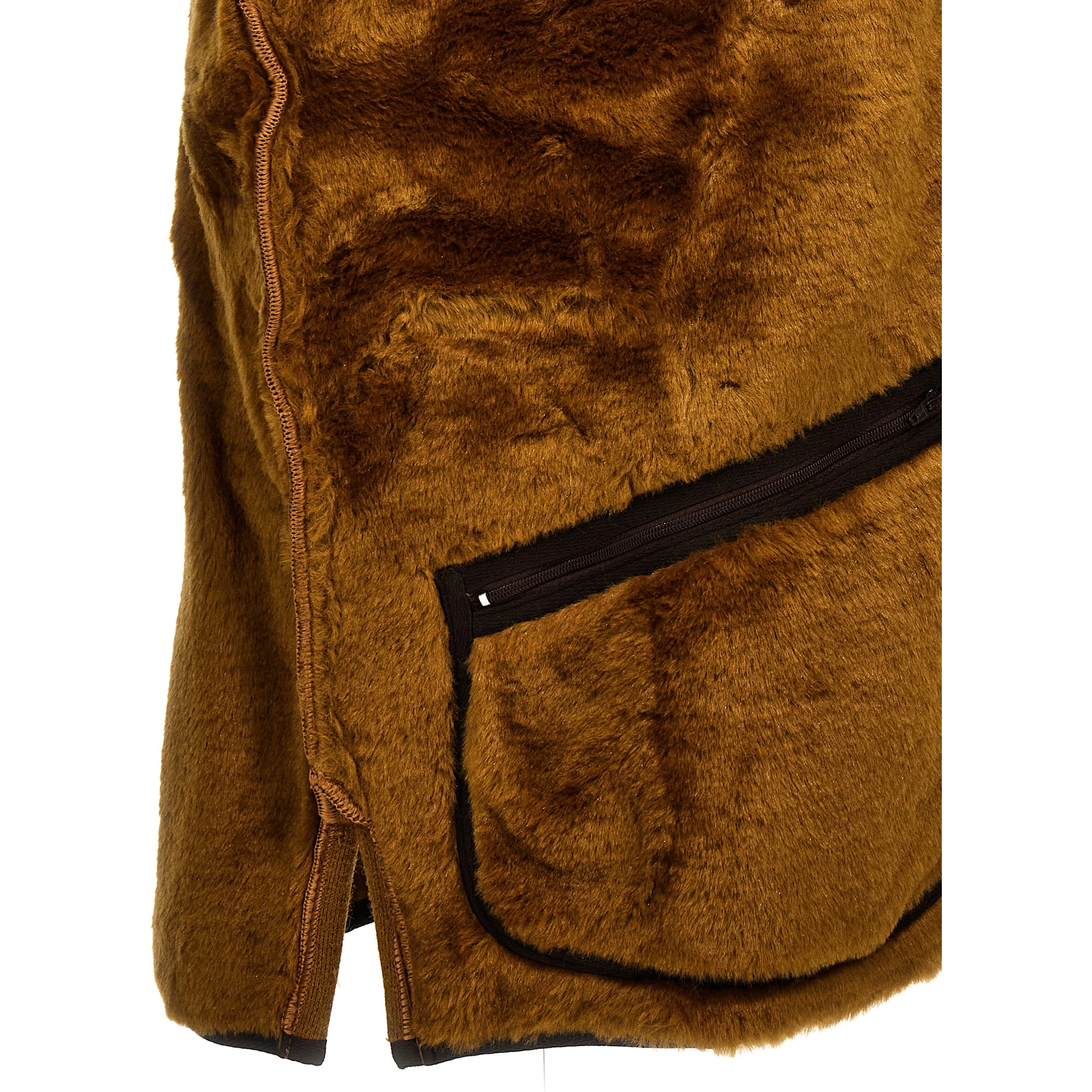 Brown Polyester Sleeveless Jacket