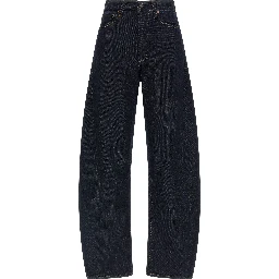 Blue Cotton High-Waisted Jean