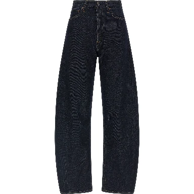 Blue Cotton High-Waisted Jean