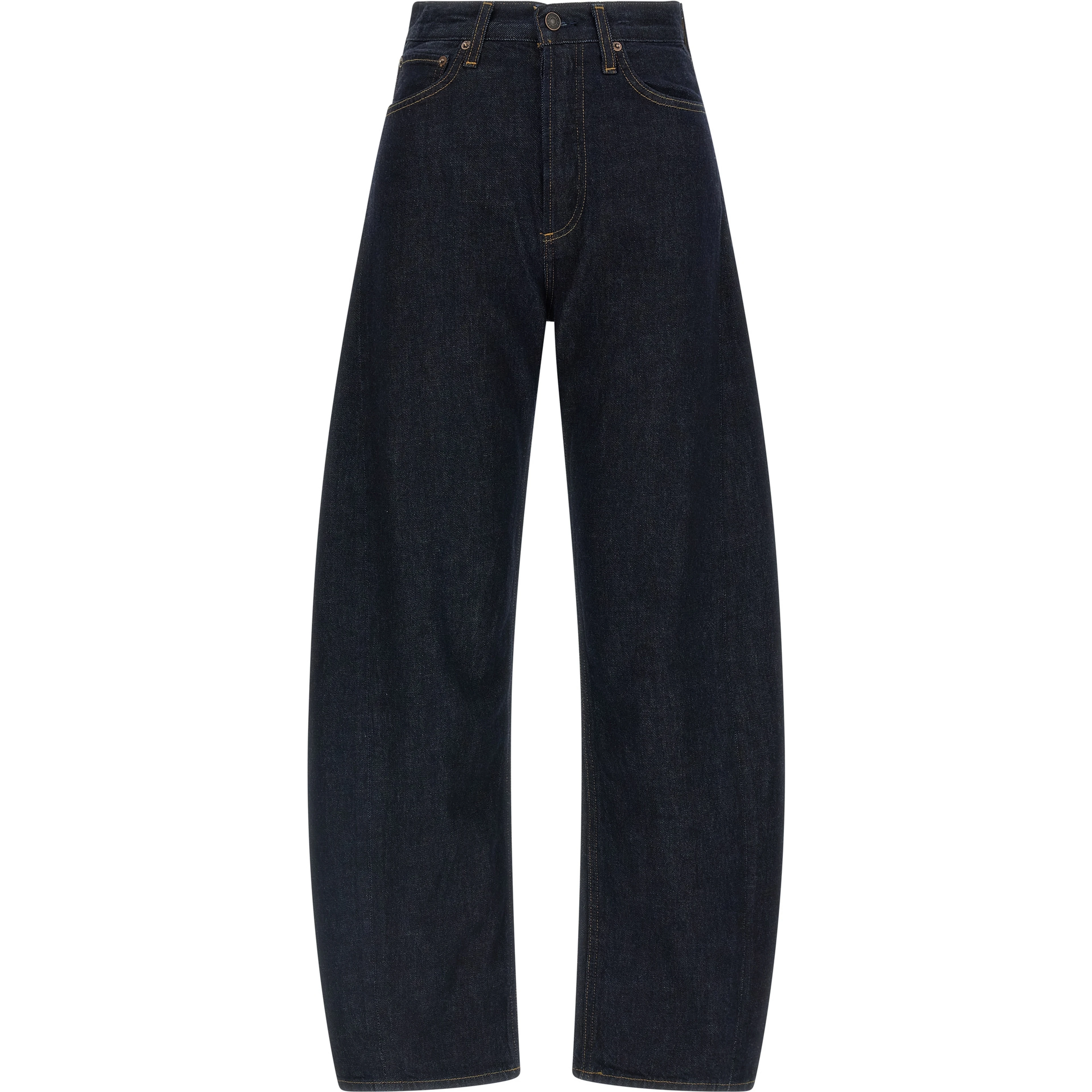 Blue Cotton High-Waisted Jean