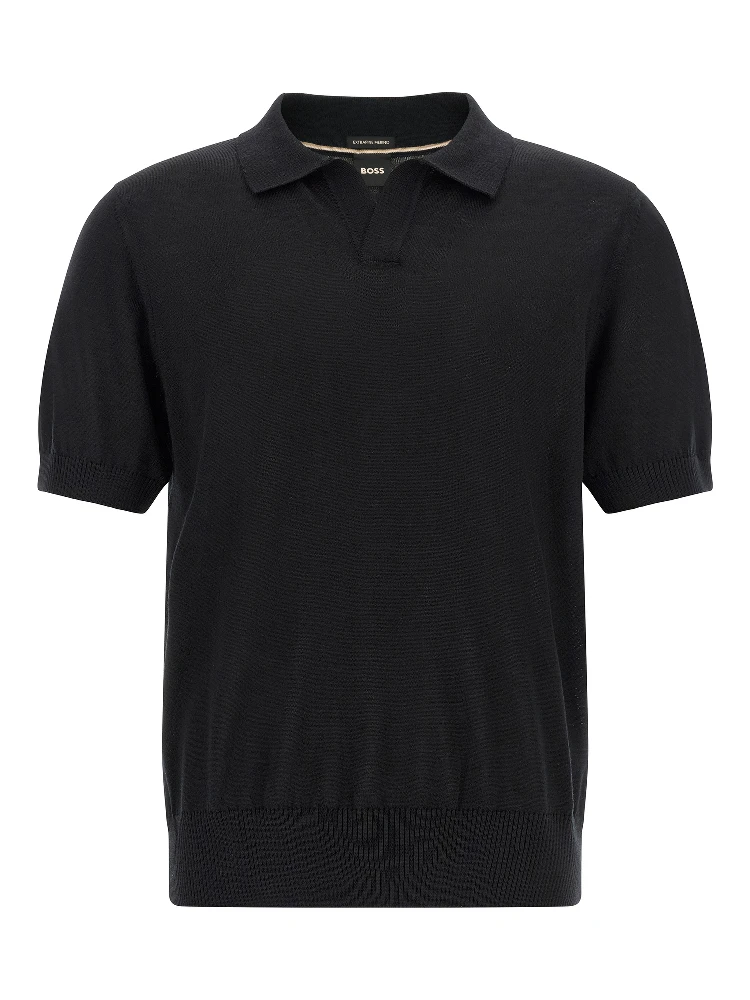 Black Virgin Wool Polo Shirt