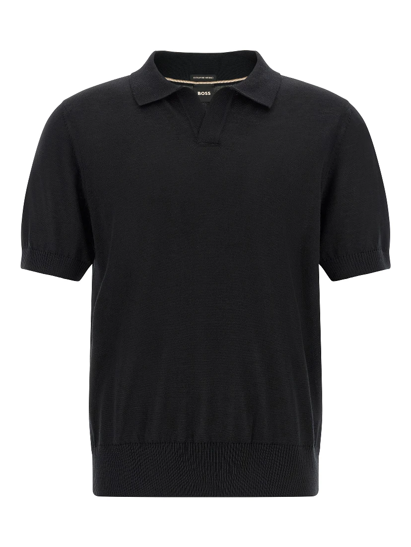 Black Virgin Wool Polo Shirt