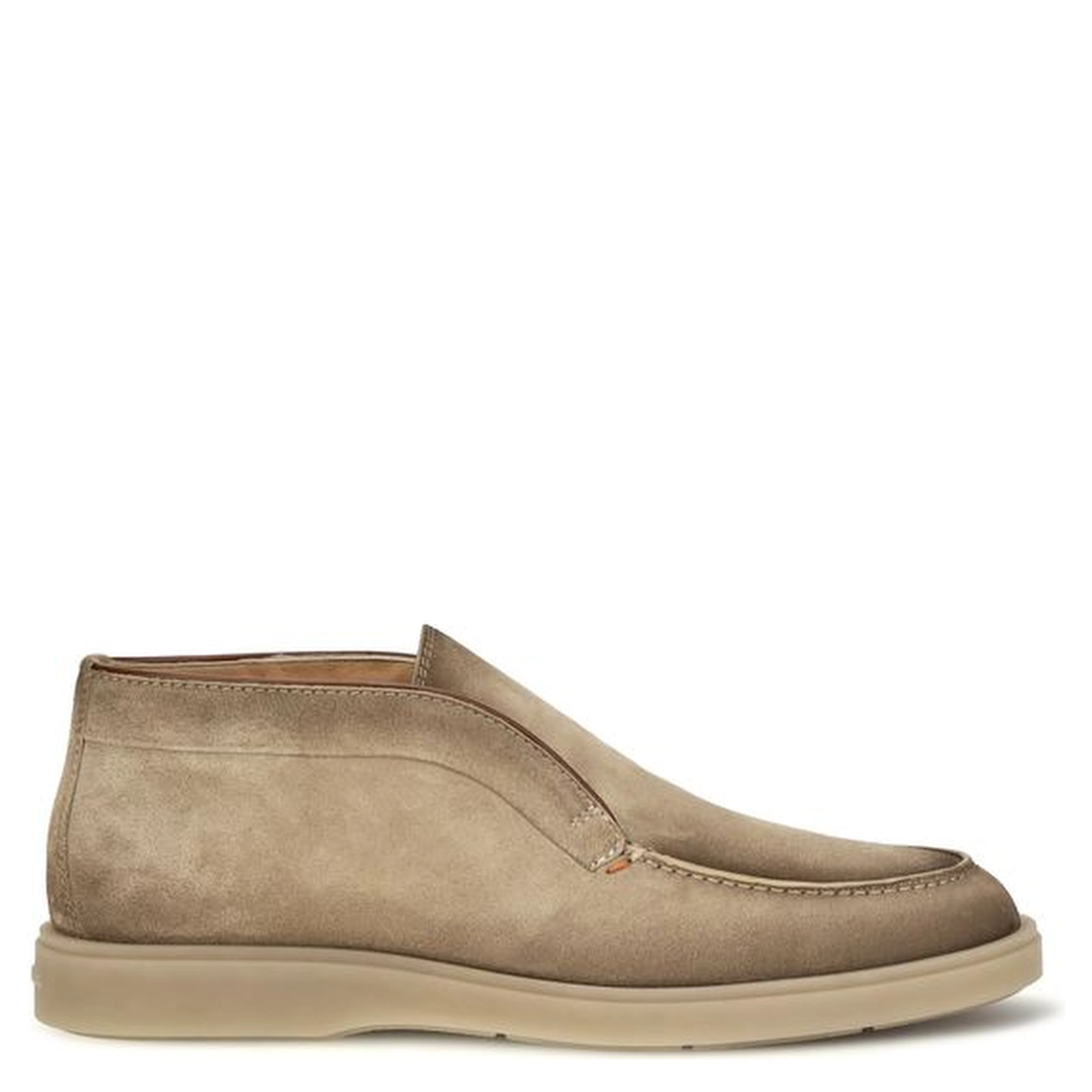 Beige Suede Leather Slip-On Loafers