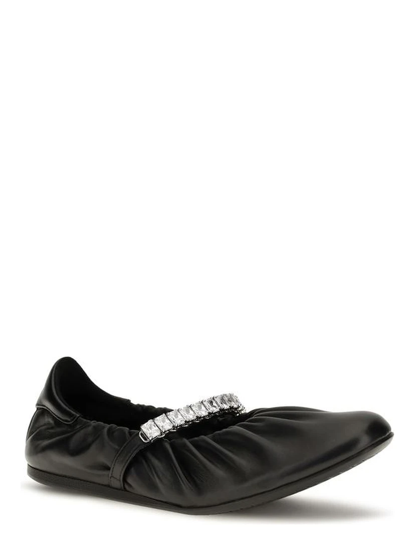 Black Calf Leather Bos Taurus Ballet Flats