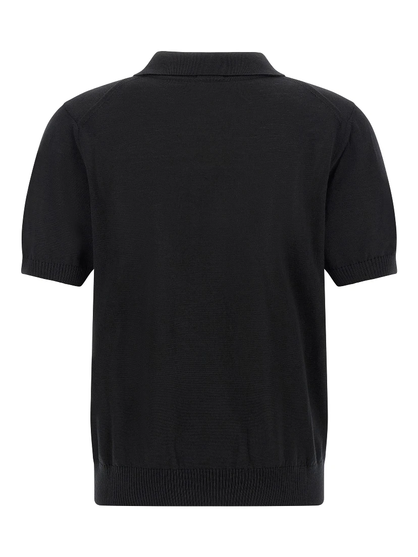 Black Virgin Wool Polo Shirt