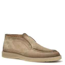 Beige Suede Leather Slip-On Loafers