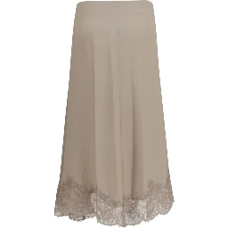 Beige Acetate Midi Skirt