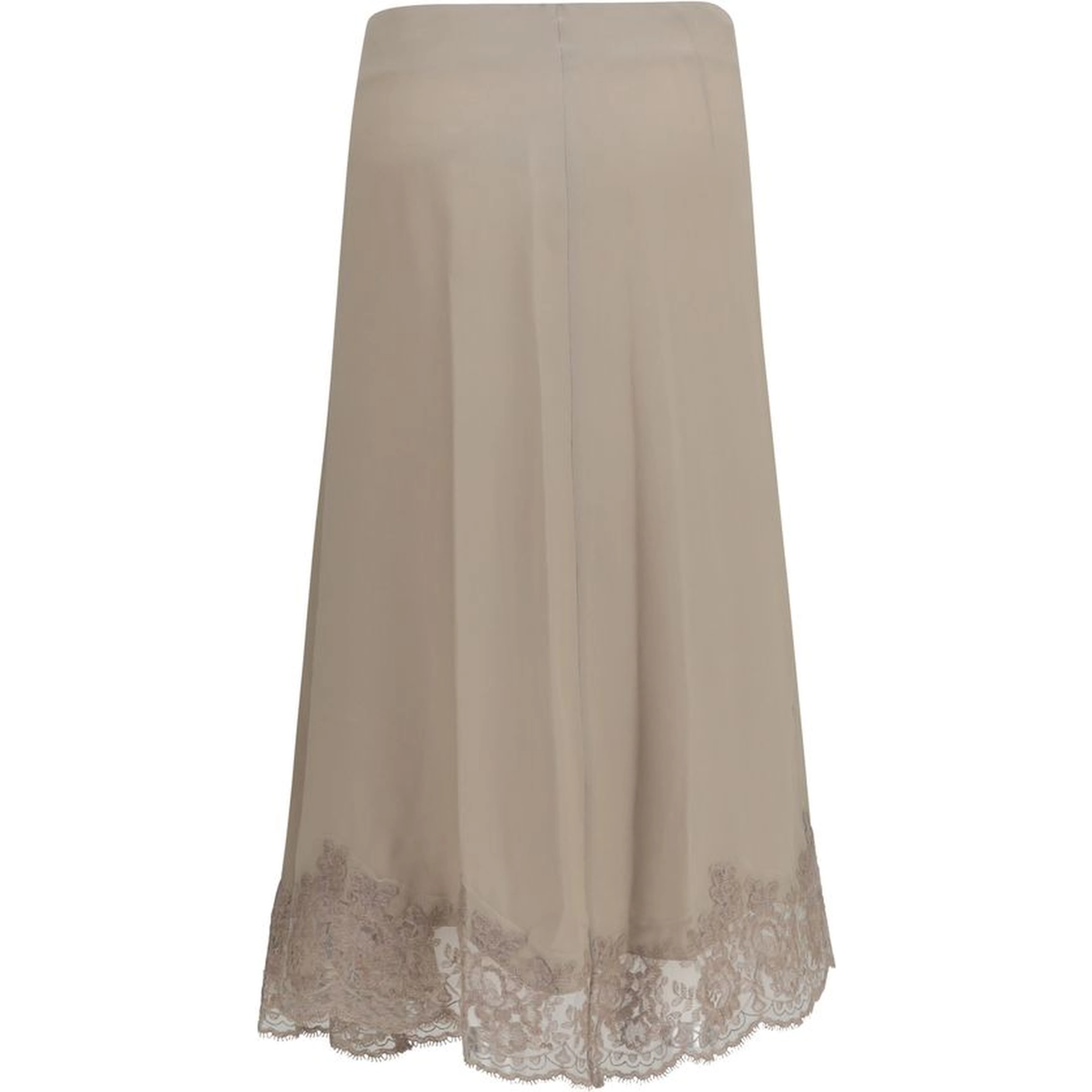 Beige Acetate Midi Skirt