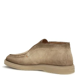 Beige Suede Leather Slip-On Loafers
