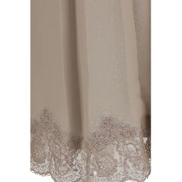 Beige Acetate Midi Skirt