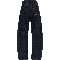 Blue Cotton High-Waisted Jean