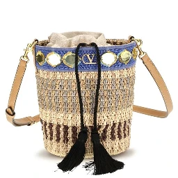 Beige Raffia Backet Bag