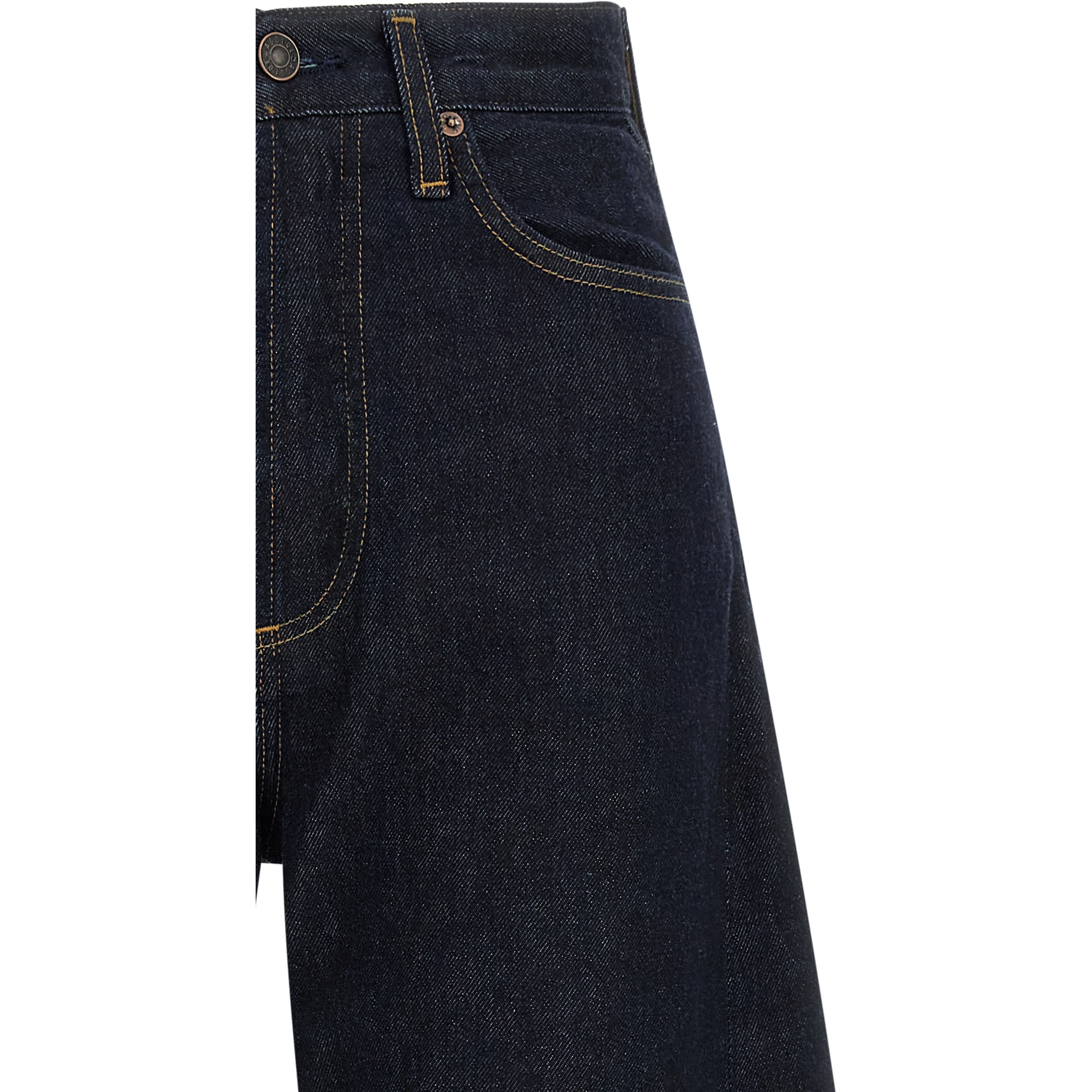 Blue Cotton High-Waisted Jean