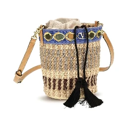 Beige Raffia Backet Bag