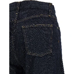 Blue Cotton High-Waisted Jean