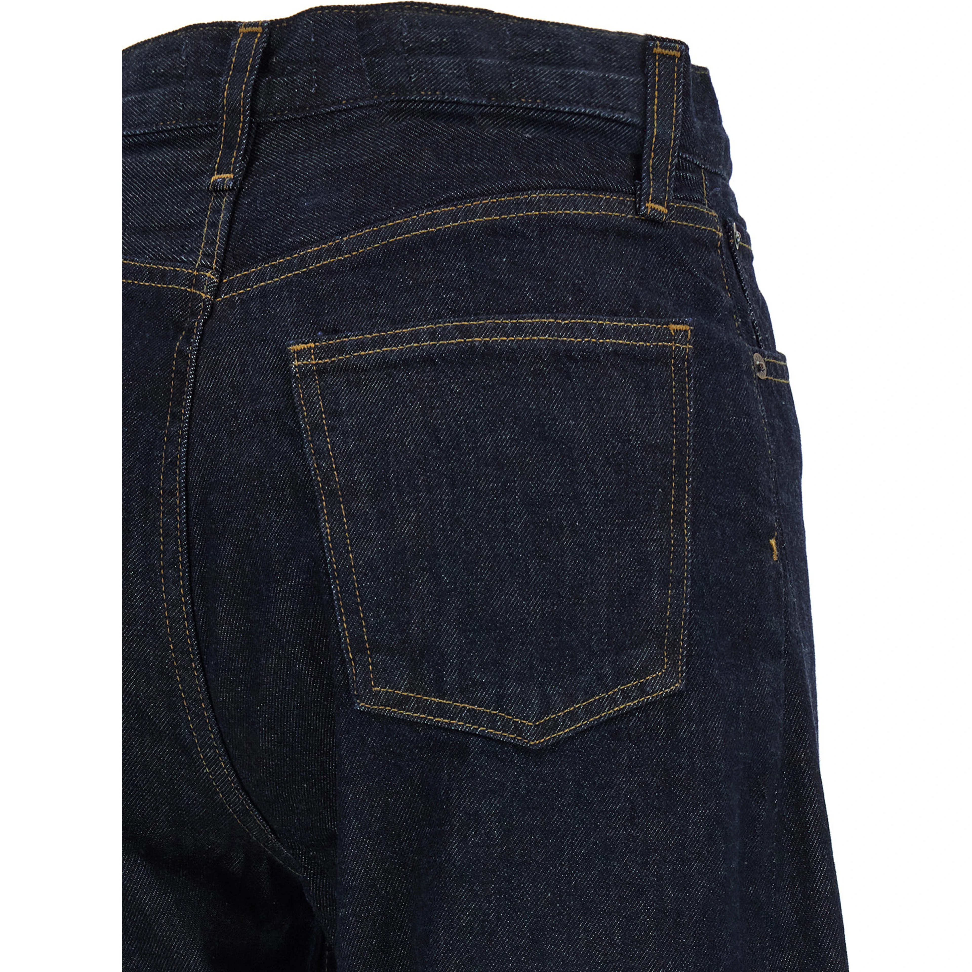 Blue Cotton High-Waisted Jean