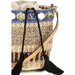 Beige Raffia Backet Bag