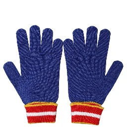 Blue Striped Wool DG Logo Embroidered Gloves