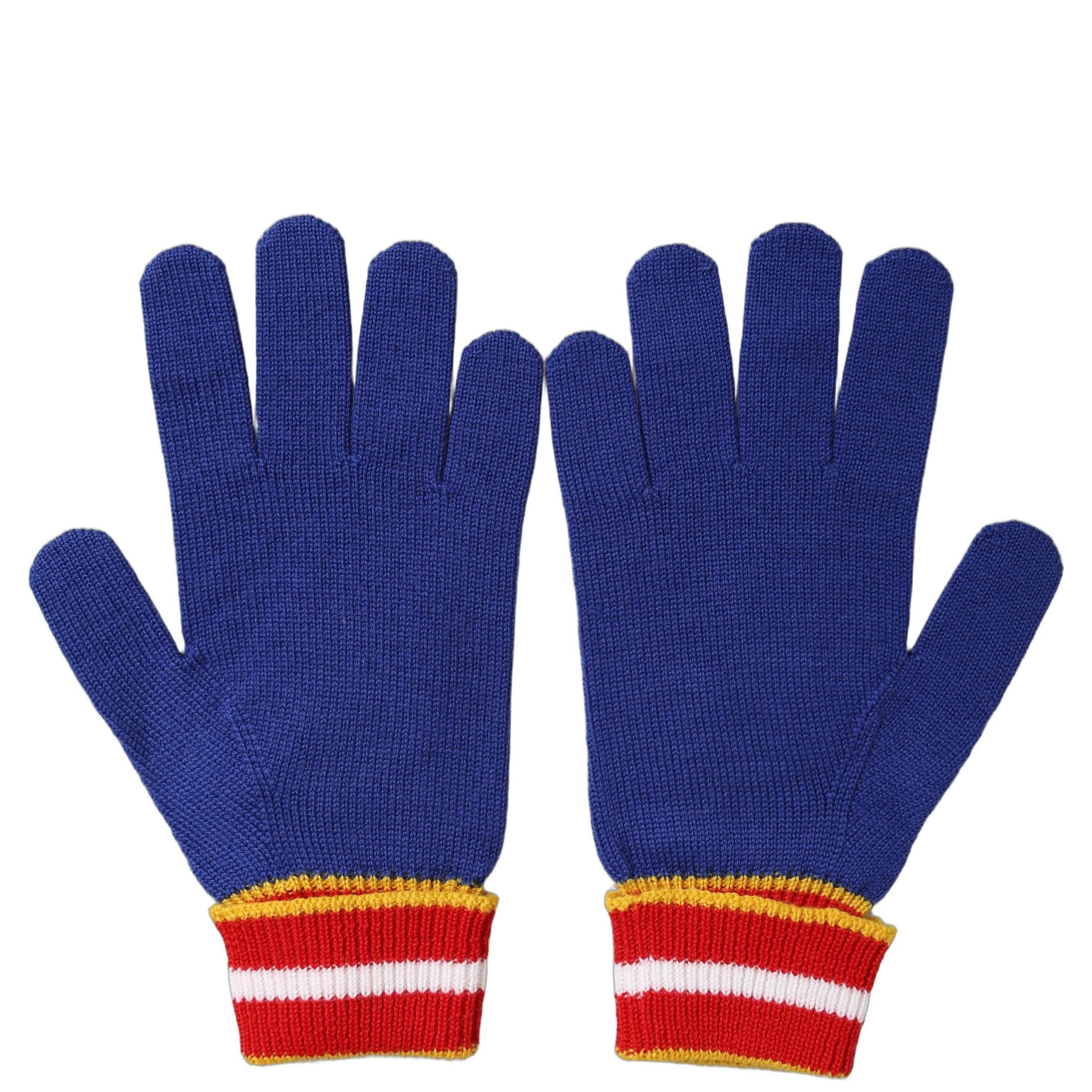 Blue Striped Wool DG Logo Embroidered Gloves