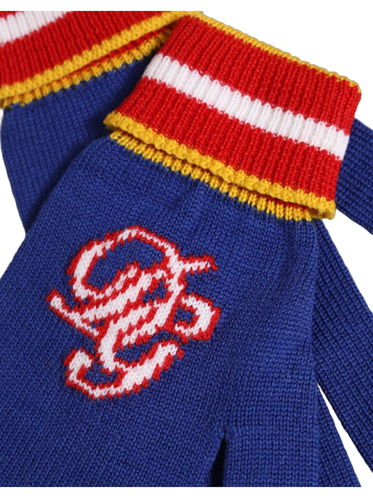 Blue Striped Wool DG Logo Embroidered Gloves alternative
