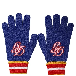 Blue Striped Wool DG Logo Embroidered Gloves