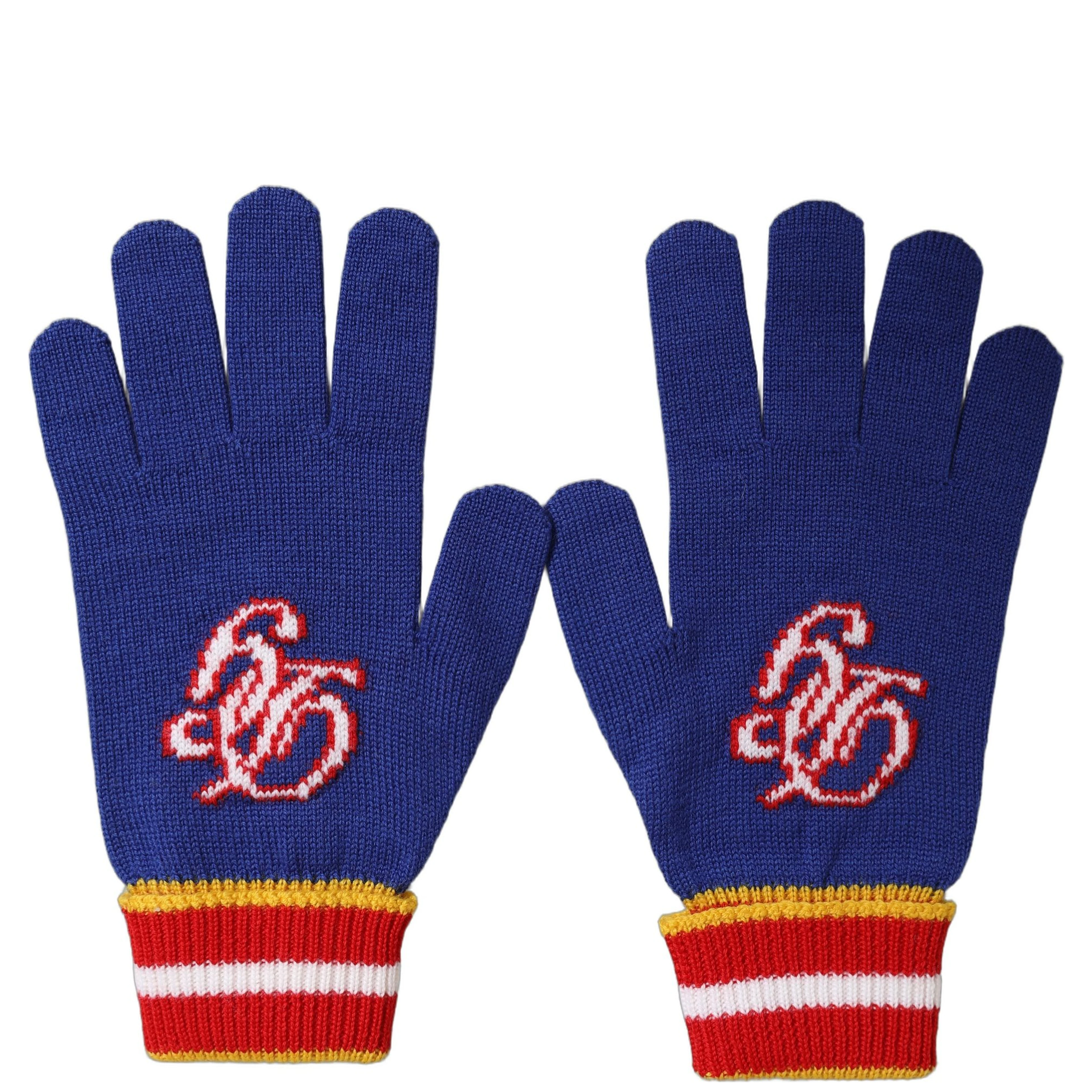 Blue Striped Wool DG Logo Embroidered Gloves