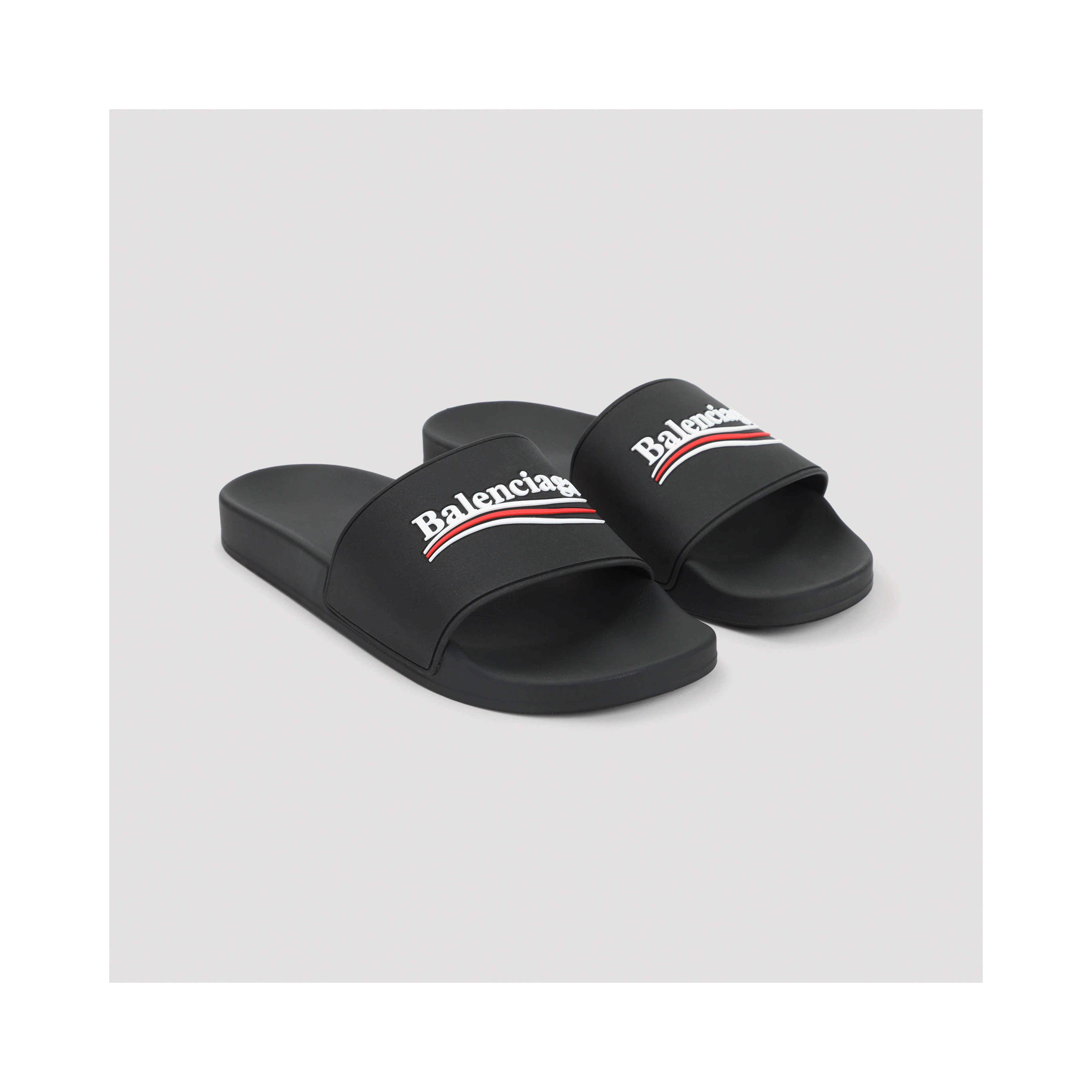 Balenciaga Pool Rubber Political Logo Slide