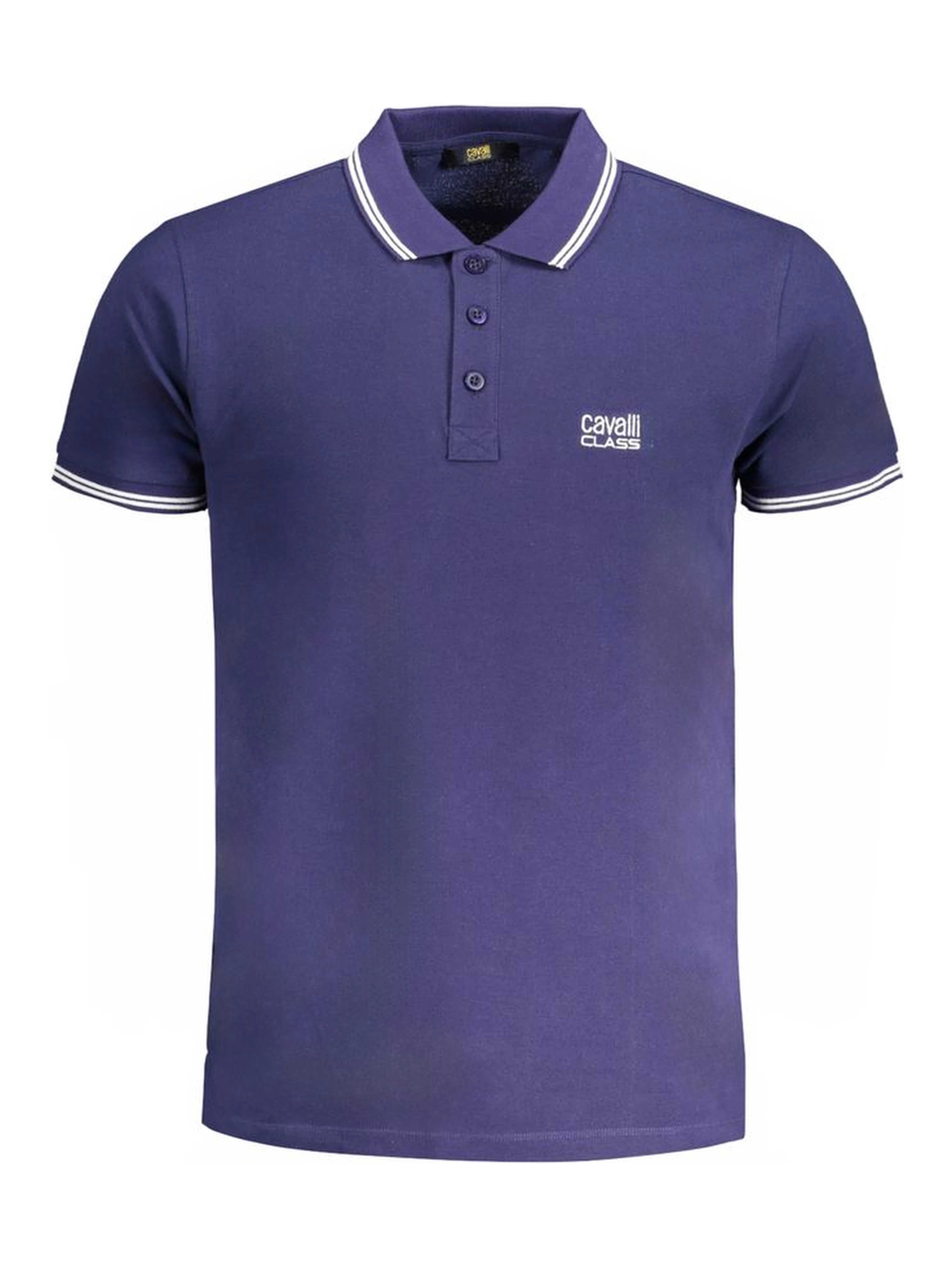 Blue Cotton Men Polo Shirt