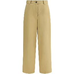 Beige Cotton Casual Pants