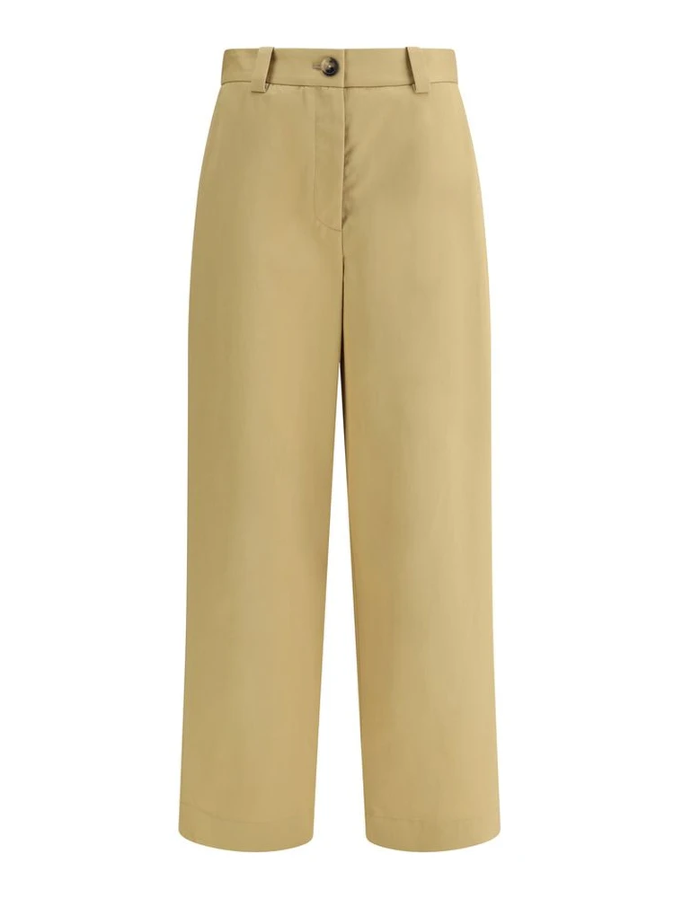 Beige Cotton Casual Pants