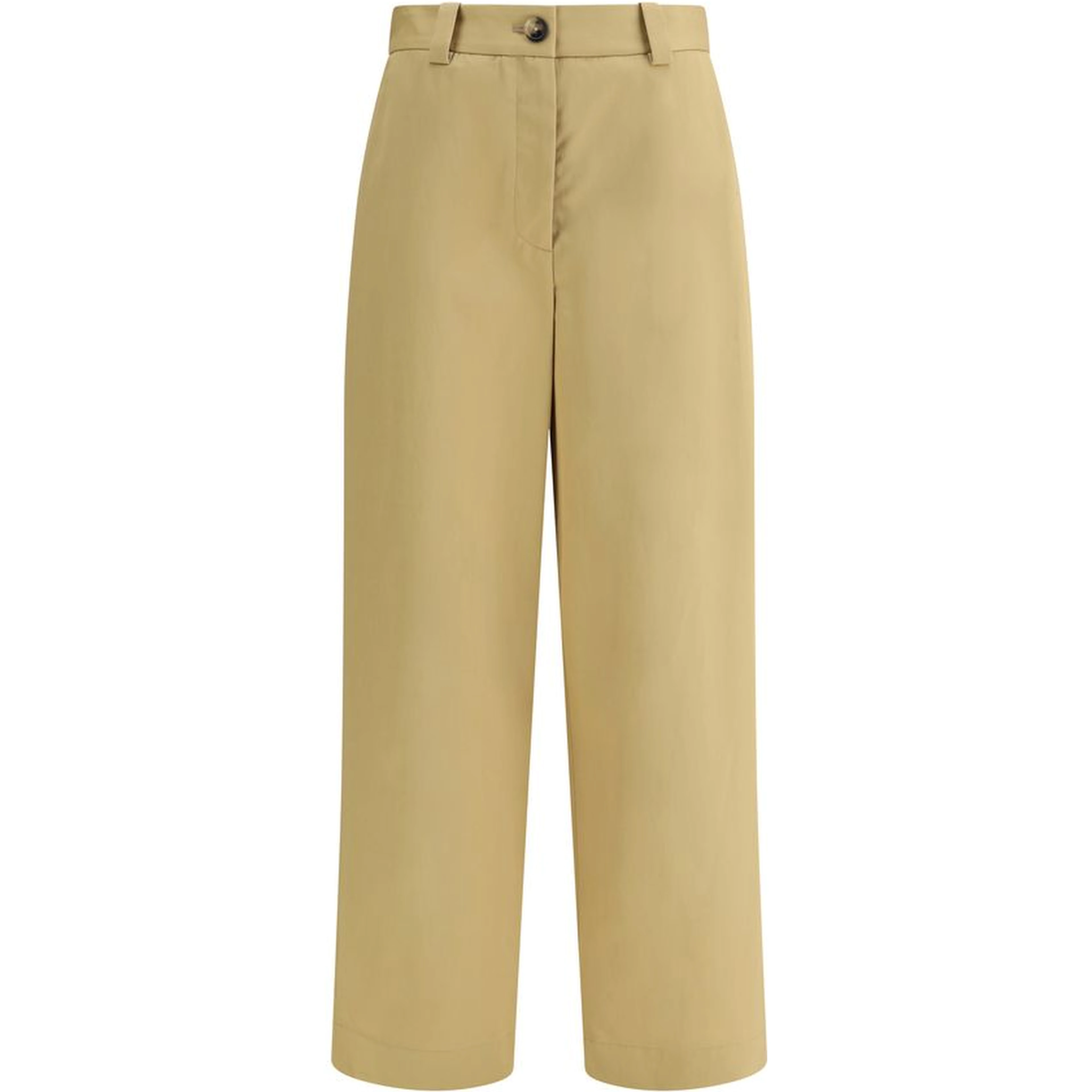 Beige Cotton Casual Pants