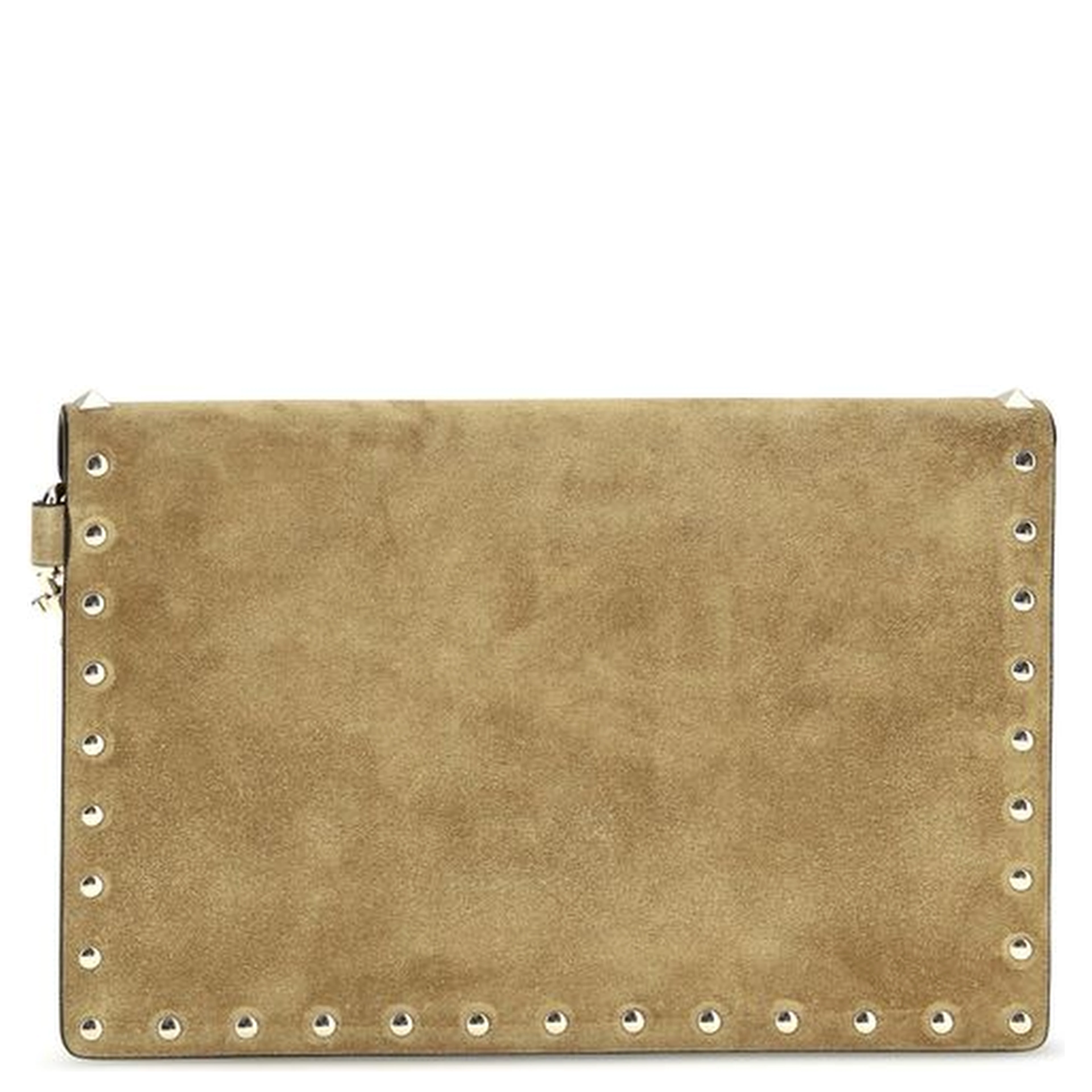 Beige Suede Leather Clutch Bag