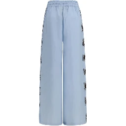 Blue Linen Casual Pants
