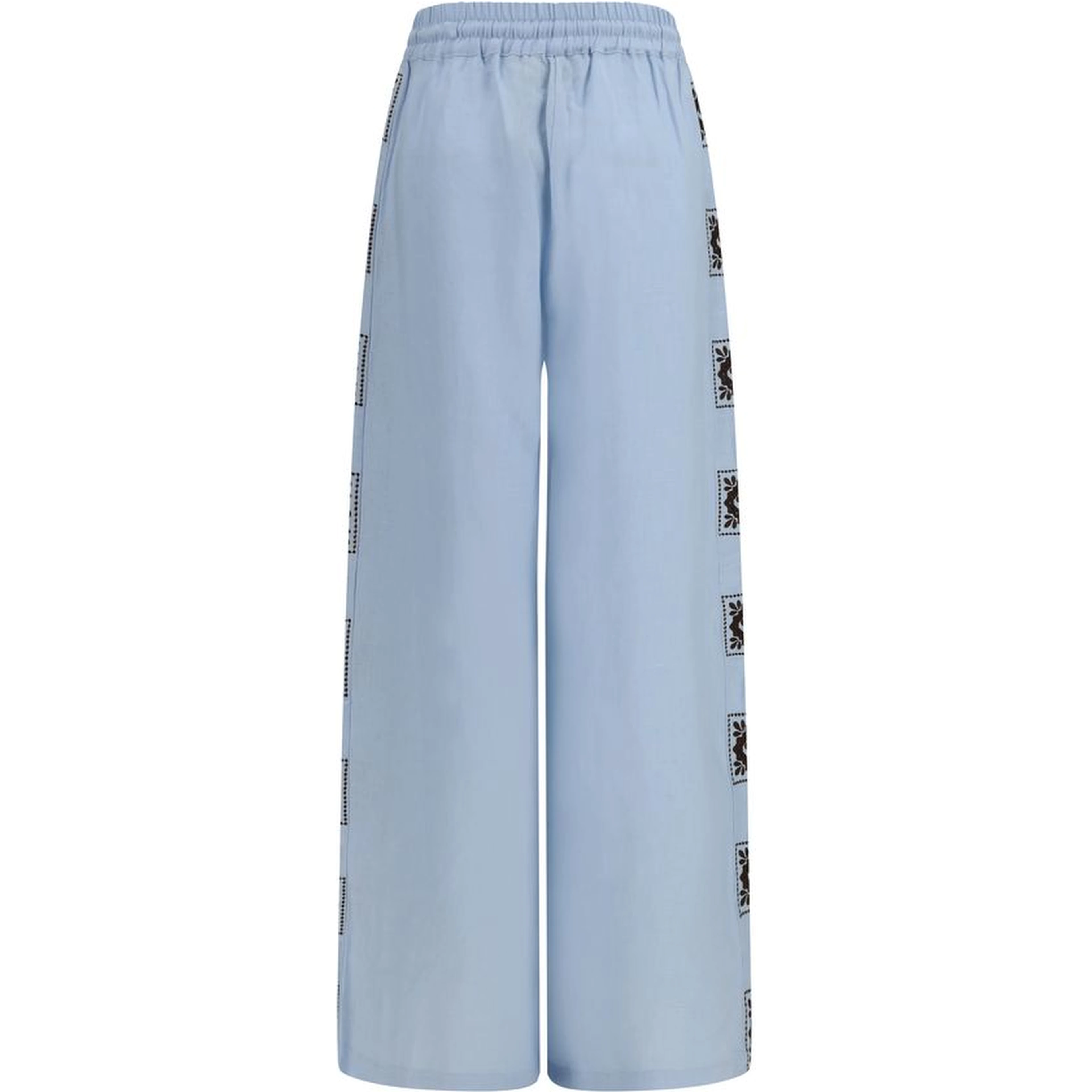 Blue Linen Casual Pants