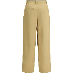 Beige Cotton Casual Pants