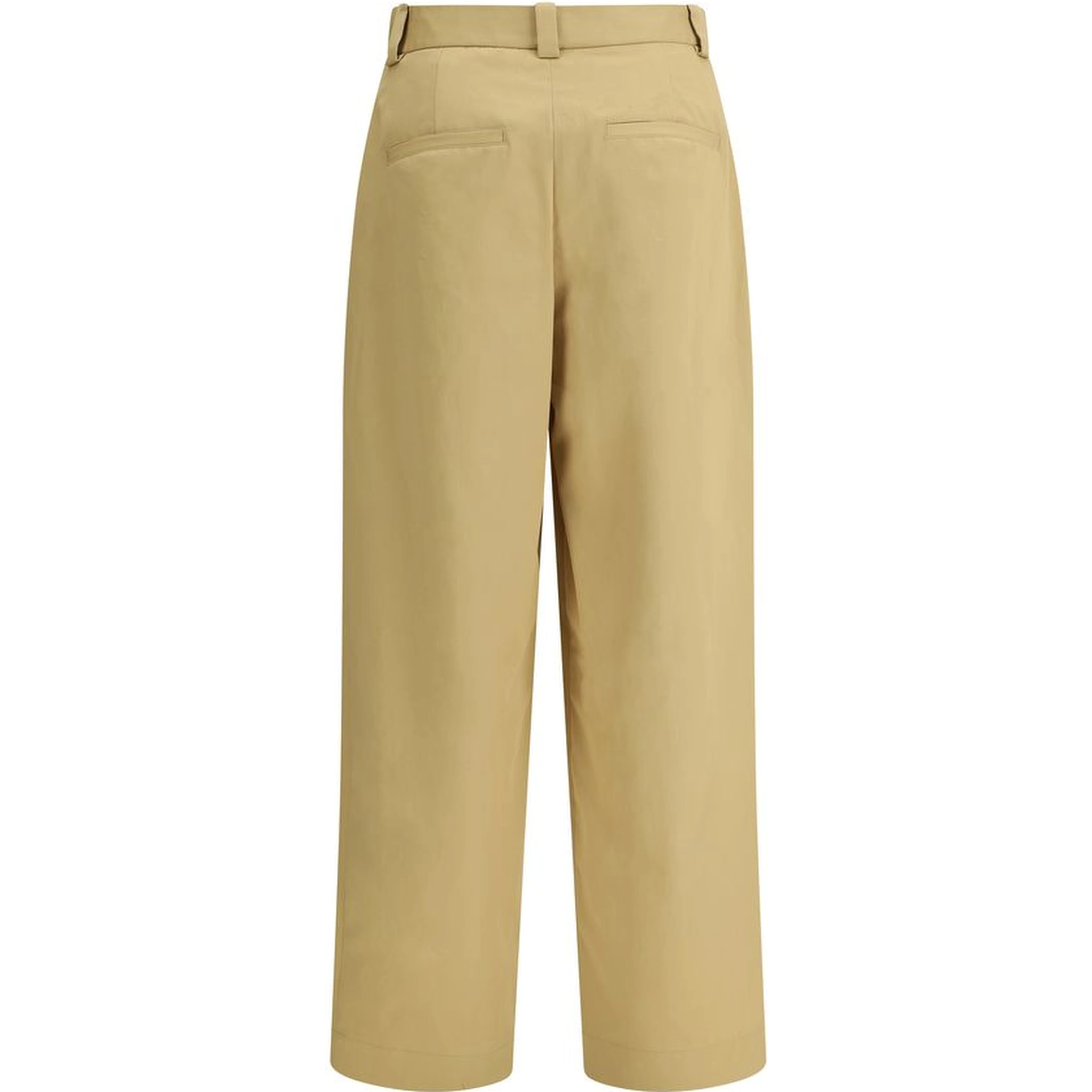 Beige Cotton Casual Pants