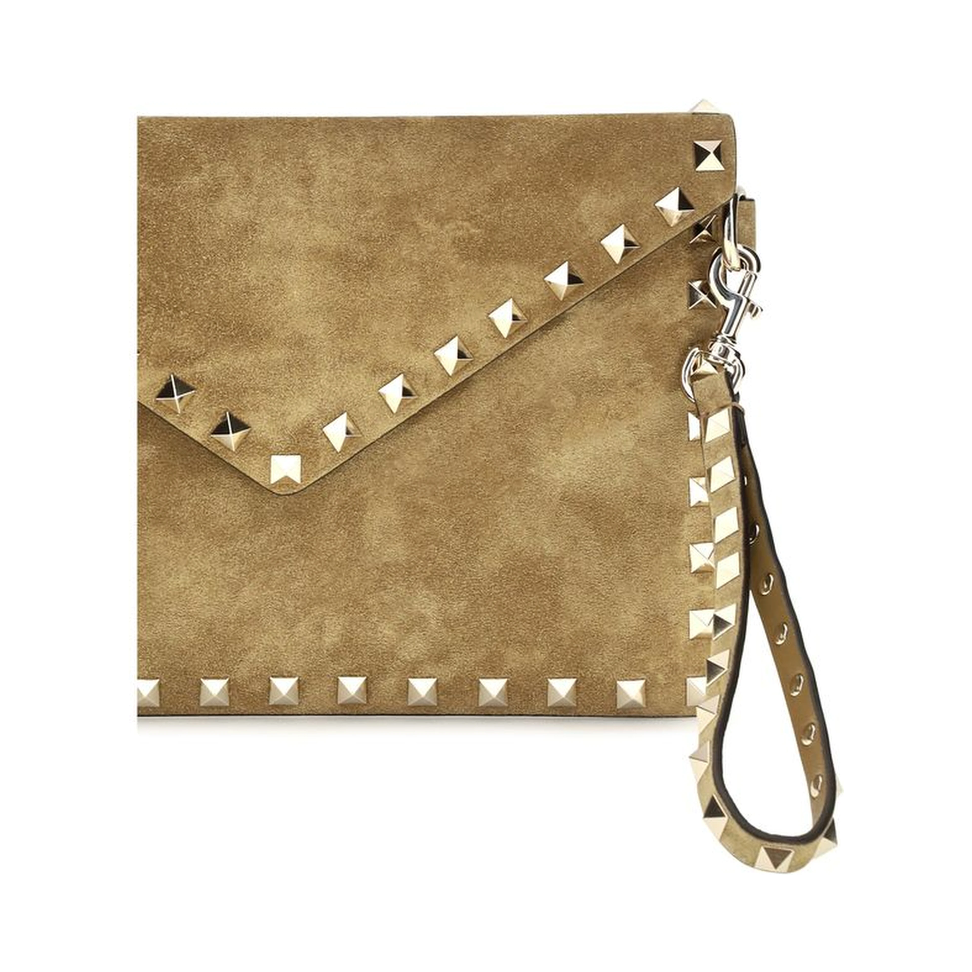 Beige Suede Leather Clutch Bag