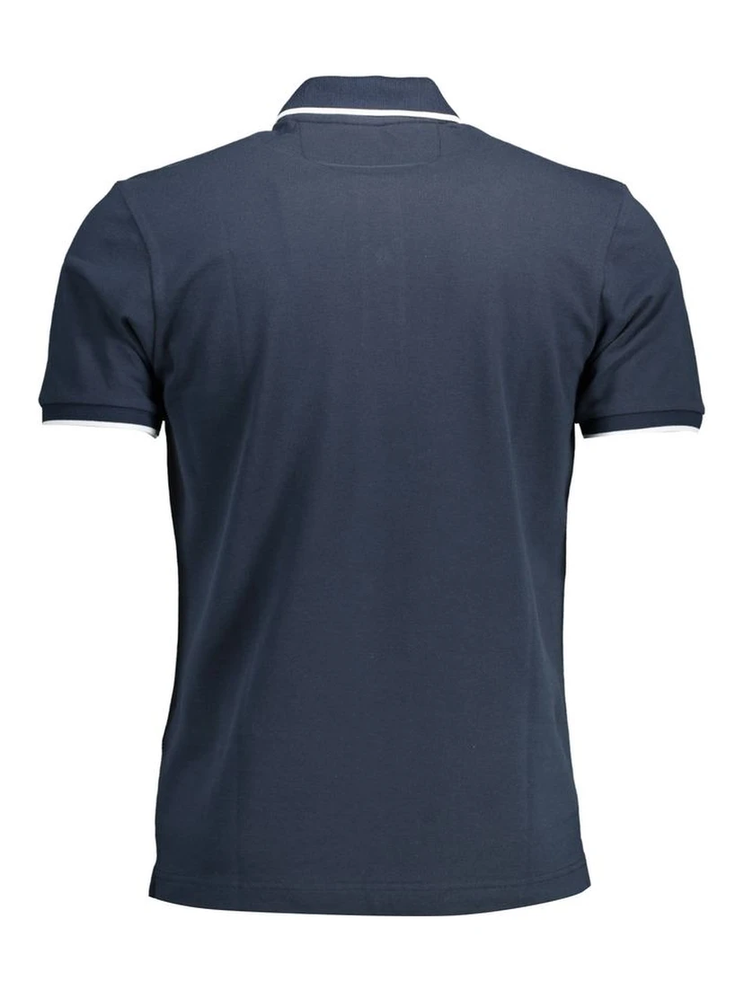 Blue Cotton Men Polo Shirt