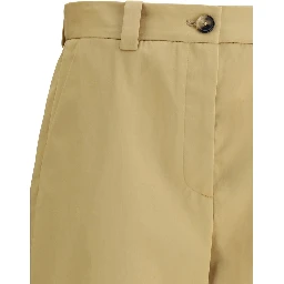 Beige Cotton Casual Pants