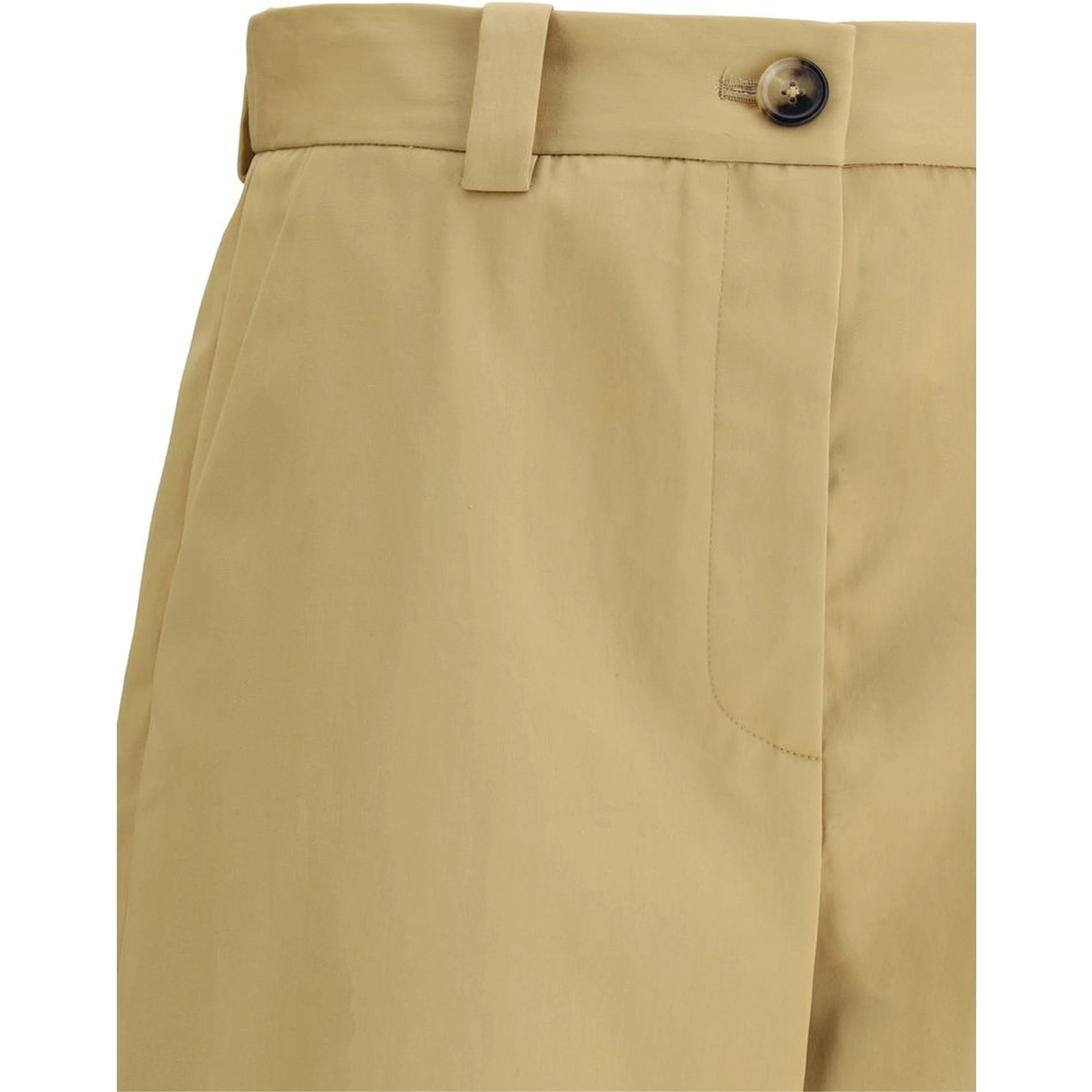 Beige Cotton Casual Pants