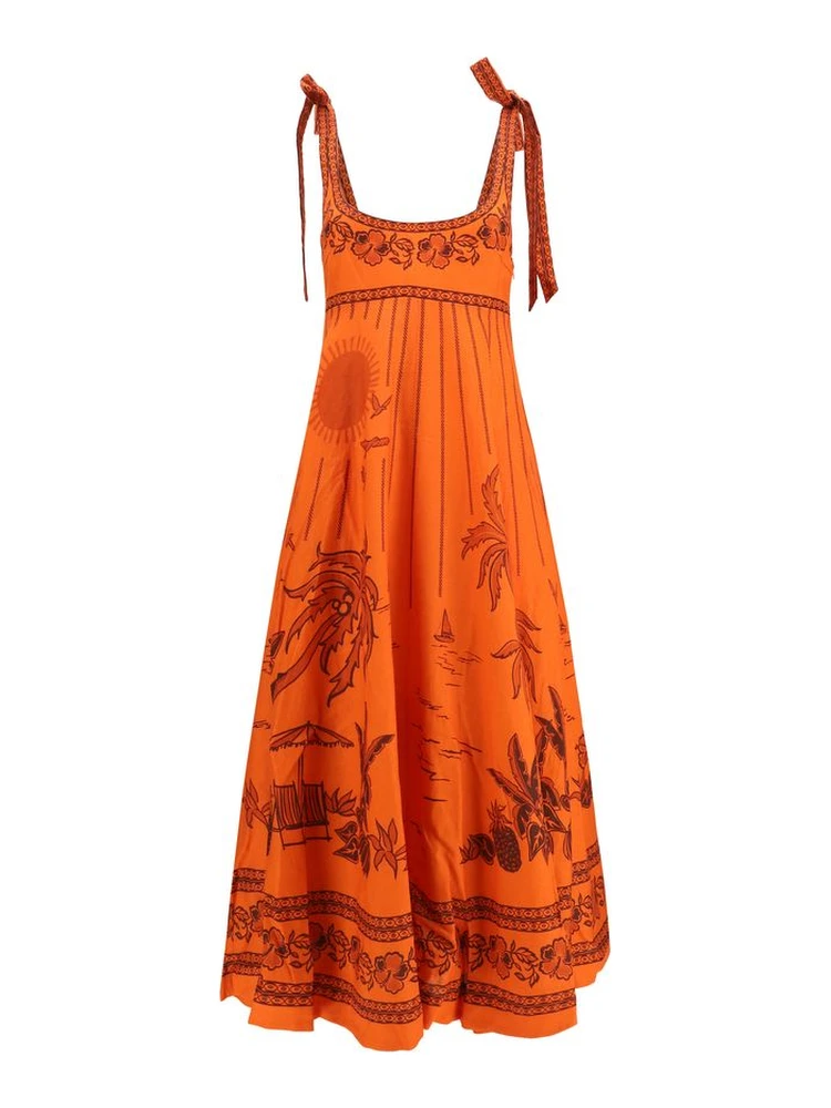 Orange Linen Casual Dress